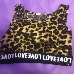 cheetah print “LOVE” Waistband Sports Bra